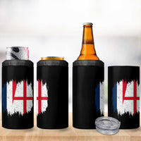 Vintage Grunge France England Flag Brush Stroke Graphic 4 in 1 Can Cooler Tumbler French Anglo English Heritage Pride Match Day