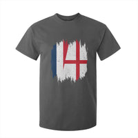 Vintage Grunge France England Flag Brush Stroke Graphic T Shirt For Kid French Anglo English Heritage Pride Match Day
