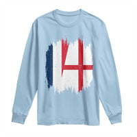 Vintage Grunge France England Flag Brush Stroke Graphic Long Sleeve Shirt French Anglo English Heritage Pride Match Day