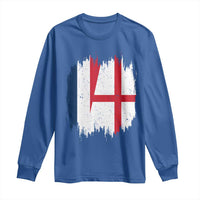 Vintage Grunge France England Flag Brush Stroke Graphic Long Sleeve Shirt French Anglo English Heritage Pride Match Day