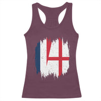 Vintage Grunge France England Flag Brush Stroke Graphic Racerback Tank Top French Anglo English Heritage Pride Match Day