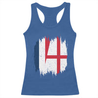 Vintage Grunge France England Flag Brush Stroke Graphic Racerback Tank Top French Anglo English Heritage Pride Match Day
