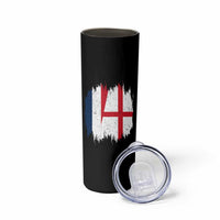 Vintage Grunge France England Flag Brush Stroke Graphic Skinny Tumbler French Anglo English Heritage Pride Match Day