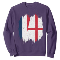 Vintage Grunge France England Flag Brush Stroke Graphic Sweatshirt French Anglo English Heritage Pride Match Day
