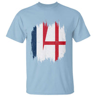 Vintage Grunge France England Flag Brush Stroke Graphic T Shirt French Anglo English Heritage Pride Match Day