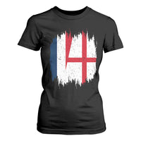 Vintage Grunge France England Flag Brush Stroke Graphic T Shirt For Women French Anglo English Heritage Pride Match Day