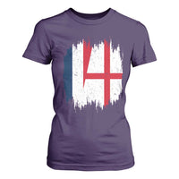 Vintage Grunge France England Flag Brush Stroke Graphic T Shirt For Women French Anglo English Heritage Pride Match Day