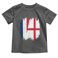 Vintage Grunge France England Flag Brush Stroke Graphic Toddler T Shirt French Anglo English Heritage Pride Match Day