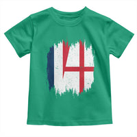 Vintage Grunge France England Flag Brush Stroke Graphic Toddler T Shirt French Anglo English Heritage Pride Match Day