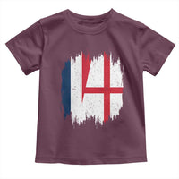 Vintage Grunge France England Flag Brush Stroke Graphic Toddler T Shirt French Anglo English Heritage Pride Match Day