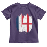 Vintage Grunge France England Flag Brush Stroke Graphic Toddler T Shirt French Anglo English Heritage Pride Match Day