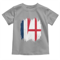 Vintage Grunge France England Flag Brush Stroke Graphic Toddler T Shirt French Anglo English Heritage Pride Match Day