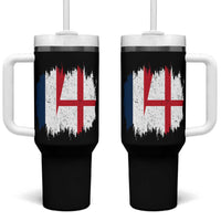 Vintage Grunge France England Flag Brush Stroke Graphic Tumbler With Handle French Anglo English Heritage Pride Match Day