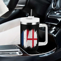Vintage Grunge France England Flag Brush Stroke Graphic Tumbler With Handle French Anglo English Heritage Pride Match Day