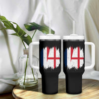 Vintage Grunge France England Flag Brush Stroke Graphic Tumbler With Handle French Anglo English Heritage Pride Match Day
