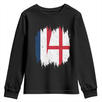 Vintage Grunge France England Flag Brush Stroke Graphic Youth Sweatshirt French Anglo English Heritage Pride Match Day