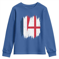 Vintage Grunge France England Flag Brush Stroke Graphic Youth Sweatshirt French Anglo English Heritage Pride Match Day