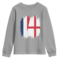 Vintage Grunge France England Flag Brush Stroke Graphic Youth Sweatshirt French Anglo English Heritage Pride Match Day