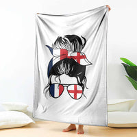 Proud France England Flag Messy Bun Bandana Sunglasses Graphic Throw Blanket French Anglo English Heritage Roots Woman