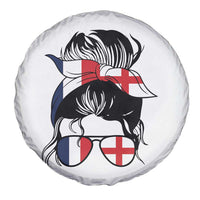 Proud France England Flag Messy Bun Bandana Sunglasses Graphic Spare Tire Cover French Anglo English Heritage Roots Woman