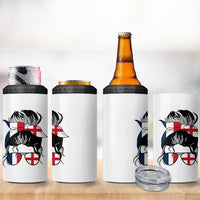 Proud France England Flag Messy Bun Bandana Sunglasses Graphic 4 in 1 Can Cooler Tumbler French Anglo English Heritage Roots Woman