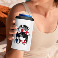Proud France England Flag Messy Bun Bandana Sunglasses Graphic 4 in 1 Can Cooler Tumbler French Anglo English Heritage Roots Woman