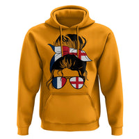 Proud France England Flag Messy Bun Bandana Sunglasses Graphic Hoodie French Anglo English Heritage Roots Woman