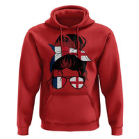 Proud France England Flag Messy Bun Bandana Sunglasses Graphic Hoodie French Anglo English Heritage Roots Woman
