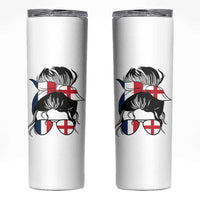 Proud France England Flag Messy Bun Bandana Sunglasses Graphic Skinny Tumbler French Anglo English Heritage Roots Woman
