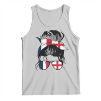Proud France England Flag Messy Bun Bandana Sunglasses Graphic Tank Top French Anglo English Heritage Roots Woman