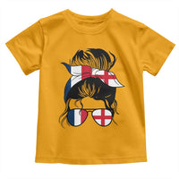 Proud France England Flag Messy Bun Bandana Sunglasses Graphic Toddler T Shirt French Anglo English Heritage Roots Woman