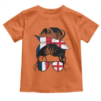 Proud France England Flag Messy Bun Bandana Sunglasses Graphic Toddler T Shirt French Anglo English Heritage Roots Woman