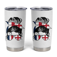 Proud France England Flag Messy Bun Bandana Sunglasses Graphic Tumbler Cup French Anglo English Heritage Roots Woman