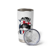 Proud France England Flag Messy Bun Bandana Sunglasses Graphic Tumbler Cup French Anglo English Heritage Roots Woman