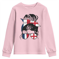 Proud France England Flag Messy Bun Bandana Sunglasses Graphic Youth Sweatshirt French Anglo English Heritage Roots Woman