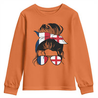 Proud France England Flag Messy Bun Bandana Sunglasses Graphic Youth Sweatshirt French Anglo English Heritage Roots Woman