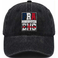 FRA ENG France England Flag Graphic Washed Cotton Baseball Cap French English Country Pride