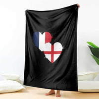 France England Flag Hearts Splatter Graphic Throw Blanket Anglo English French Heritage Love Unity