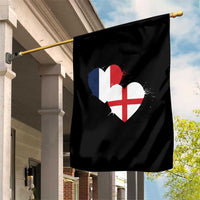 France England Flag Hearts Splatter Graphic Garden Flag Anglo English French Heritage Love Unity