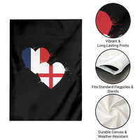 France England Flag Hearts Splatter Graphic Garden Flag Anglo English French Heritage Love Unity