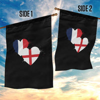 France England Flag Hearts Splatter Graphic Garden Flag Anglo English French Heritage Love Unity