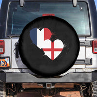 France England Flag Hearts Splatter Graphic Spare Tire Cover Anglo English French Heritage Love Unity