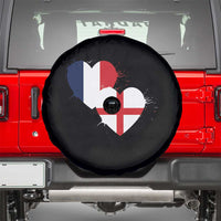 France England Flag Hearts Splatter Graphic Spare Tire Cover Anglo English French Heritage Love Unity