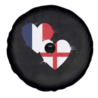 France England Flag Hearts Splatter Graphic Spare Tire Cover Anglo English French Heritage Love Unity