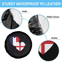 France England Flag Hearts Splatter Graphic Spare Tire Cover Anglo English French Heritage Love Unity