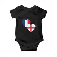 France England Flag Hearts Splatter Graphic Baby Onesie Anglo English French Heritage Love Unity