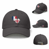 France England Flag Hearts Splatter Graphic Baseball Cap Anglo English French Heritage Love Unity