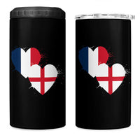 France England Flag Hearts Splatter Graphic 4 in 1 Can Cooler Tumbler Anglo English French Heritage Love Unity