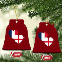 France England Flag Hearts Splatter Graphic Ceramic Ornament Anglo English French Heritage Love Unity
