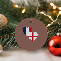 France England Flag Hearts Splatter Graphic Ceramic Ornament Anglo English French Heritage Love Unity